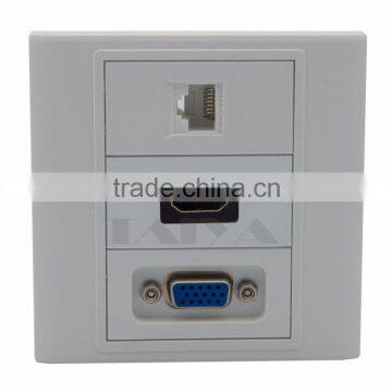 HDMI, VGA, RJ45 wall plate with backside female to female connection