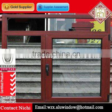 Modern Wooden Grain Color Office Aluminium Casement Windows