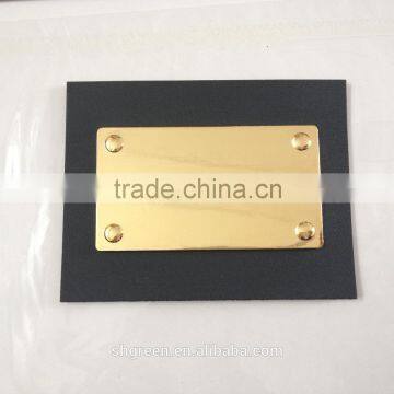 Red Leather Metal Logo Tag,metal Brand Logo Leather Label photo-4