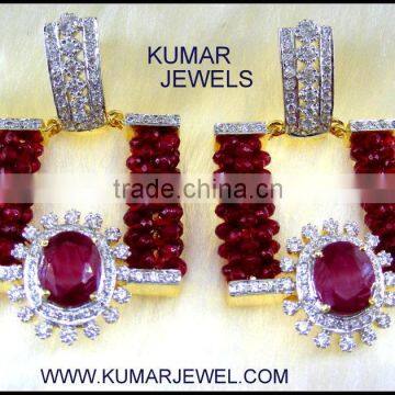 Square Ruby Stone Earrings