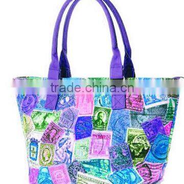 2015 Full Color Canvas Tote Bag Leather Handle photo-2