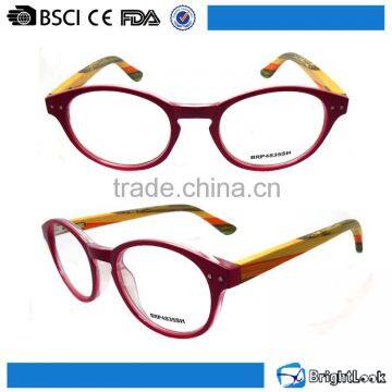 Good quality fashion ladies full frame flex cheap custom made spring hinge engraved wood bamboo reading glasses with case