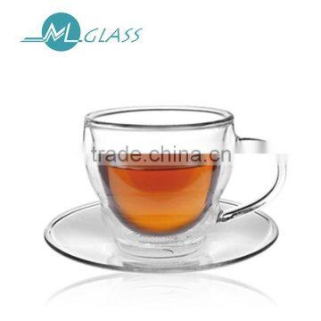 wholesale high quality 80ml double wall glass coffee cup tea cup handmade glassware N6041