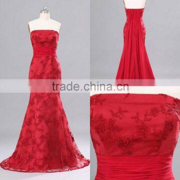 Red Sweetheart Neckline Mermaid Custom Made Floor Length Designs Long Evening Party Wear ED151 lace formal evening dress