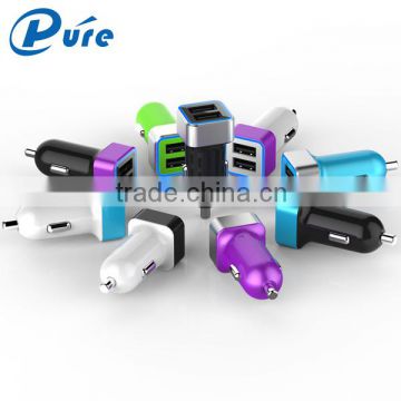 Hottest selling colorful dual USB car charger 2.4A/3.1A/4.8A output for iPhone\Samsung\Tablet ,promotional double 2 USB car cha