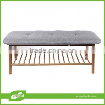 Soft surface bamboo bench bamboo seat with shoes rack