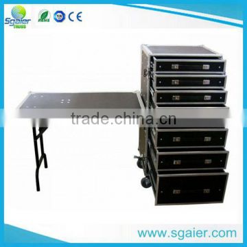 China Factory Rolling Aluminium Black dj table flight case