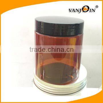 8oz 250g Amber PET Single Wall Jar With Black Smooth Lid With Pressure Sensitive Liner photo-2