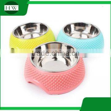 pet accessories love heart shaped eco anti slip stainless steel plastic cat dog pet feeder water food bowl