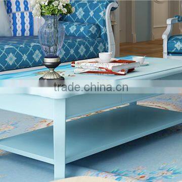 Mediterranean Style Coffee Table, Sailing Boat Handpainting Tea Table, Pastoral Solid Wood Living Room Coffee Table (BF01-X1157) photo-4