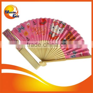 New Desgin Full Logo Printing Fabric Bamboo Fan