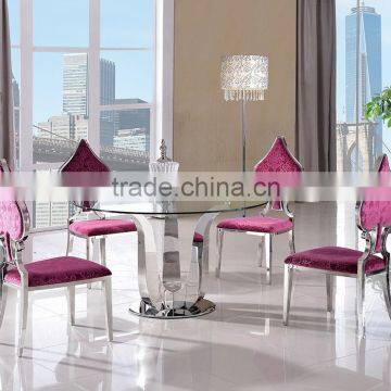 TH704 Modern round glass kitchen table prices stainless steel kitchen table