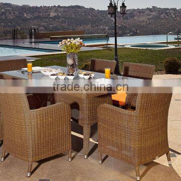 2017 Trade Assurance Newest Design outdoor 6pcs compact rattan resin wicker dining table set designs