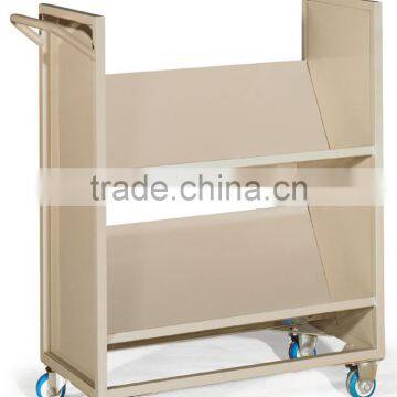 steel book cart book carrier book conveyor with wheels V-shape bookend