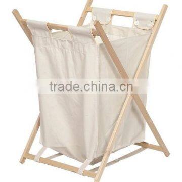 Folding Wood Frame X Laundy Hamper