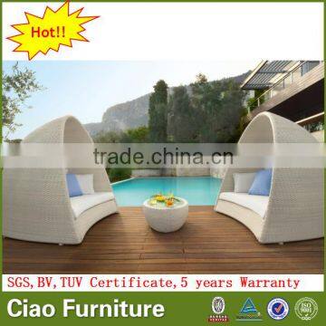Hot Sale Garden Rattan Furniture Round Bed With Canopy photo-3