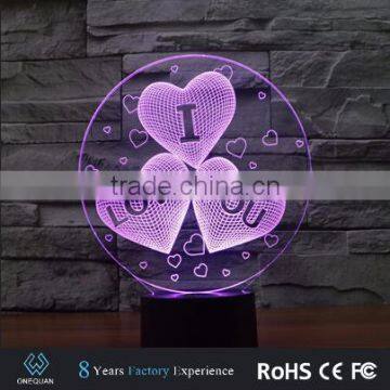 2017 Amazing Romantic night led Lamp light 3d for indian wedding gifts