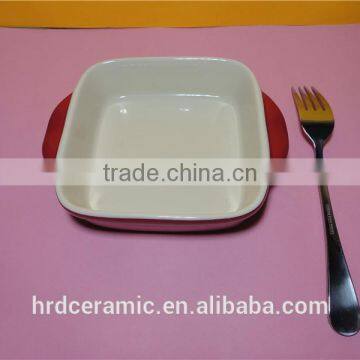 Microwave Safe Porcelain Red Oven Ware Bakeware With Handle photo-5