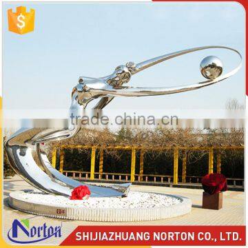 Highly polished abstract stainless steel garden sculpture NTS-018LI