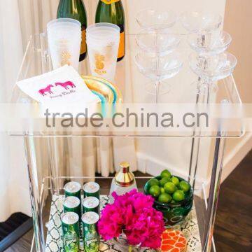Supplier Acrylic Lucite Juice Bar Cart Serving Trolley photo-4