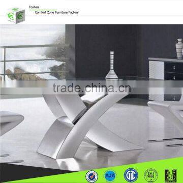 X01 X shape top heavy-duty stainless steel dining table base and chairs