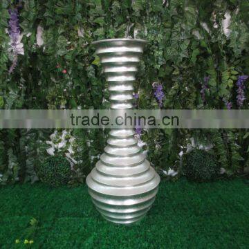 Fiberglass flower vase silver color modern design