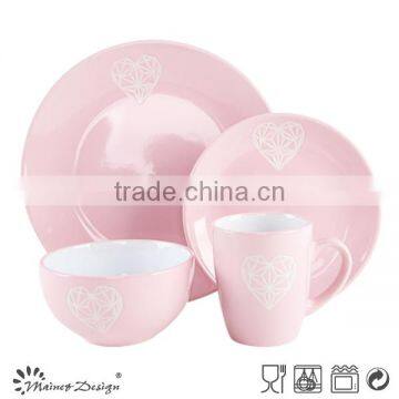 China Ceramic Diamond Heart Emboss Dinnerware Set photo-4
