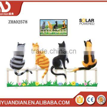 2017 New Solar Lovely Striped and Spotted Pattern Sitting Cat Type Light for Decoration