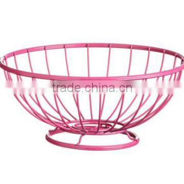 Hot Pink Powder Coating Stylish Iron Metal Fruit Basket Hanger Holders Racks for Kitchen Organizer Storage photo-4