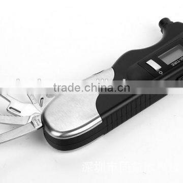 Emergency Glass hammer with Tire Pressure Gauge , LED light , screwdriver , knife