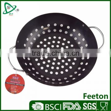 Non-stick round steak grill cast iron wok plate for barbecue