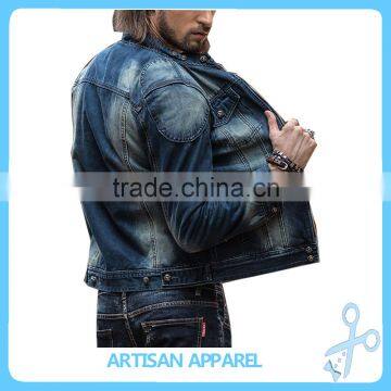 Custom make on trend Denim Jacket with fur inside casual warm Men's blue wash Jeans Jacket made in China