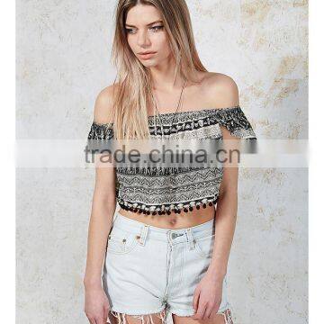 2016 Latest Safari off Shoulder Giraffe Aztec Sexy Crop Top HST8002 photo-2