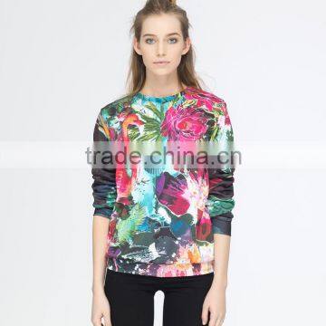 2016 New Arrival Fashion Design Womens Sublimation Sweaters Custom Printed Crewneck Sweatshirts OEM Colorful Sublimated Jumpers