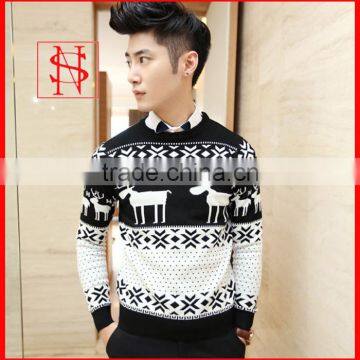 2014 fashion mens knitted reindeer christmas jumper sweater