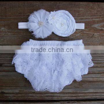 Hot Selling Baby Clothes Infant Lavender Ruffle Bloomer Wholesale Baby Girl Diaper Cover With Headband photo-4