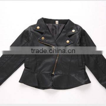 Zm40653b Children Girls Motorcycle pu Leather Jacket, Casual Kids Jacket Coat With Zipper photo-4