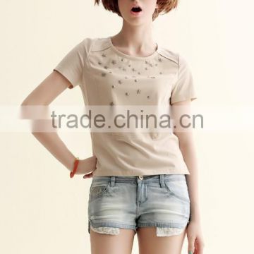 hot sale cotton round neck t shirt with raglan sleeves