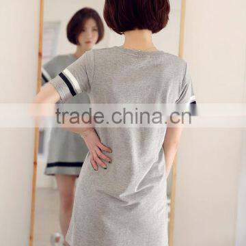 In the Summer of 2016 New Grey Dress With Short Sleeves photo-5