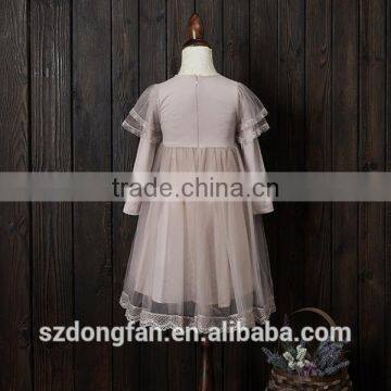 Baby Flower Girls Fall Lace Long Sleeve Chiffon Wedding Dress photo-5