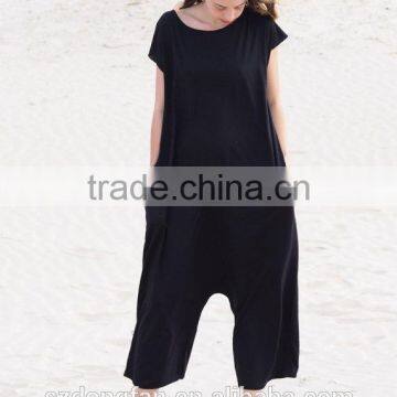 Women Black Oversized Jumpsuit Girl's Loose Overalls Sexy Romper
