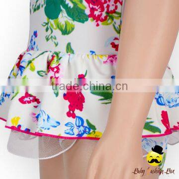 Hot Sale Kids Halter Floral Printed Flower One Piece Little Girl Modeling Swimwear Dress Beach Clothes photo-5