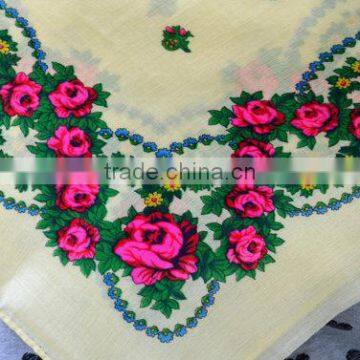 SSS81 Vintage Ukrainian Shawl, Russian Floral Scarf ,light Yellow Shawl, Babushka Russian, Head Scarf, Christmas Gift photo-3