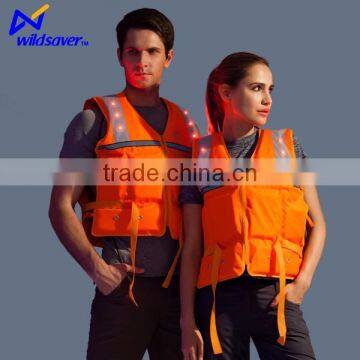 LED Flashing Orange Pool Boating Swimming Surfing Adult Life Vest photo-3