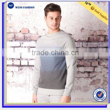 Ombre raglan sleeves embroidered mens crewneck sweatshirt hoodie