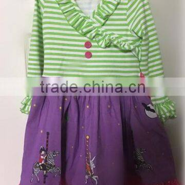 wholesale baby new design clothes baby Girls' Christma green stripe dress