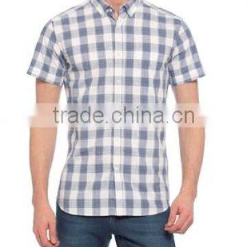 Pink check Buttoned Skinny Short Sleeve Shirt