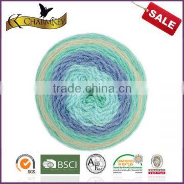 Charmkey hot selling knitting and crochet yarn acrylic wool blended melange cake yarn