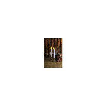 Ivory Flickering Flameless Window Candles With Gold / Silver Base , LED Taper Candles