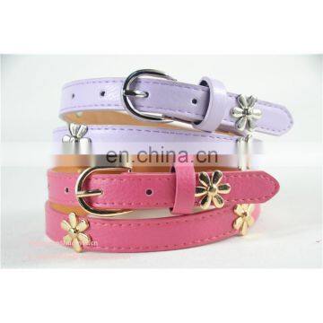 2015 Children Pu Waist Belt With Flower Rose Gold